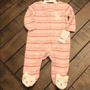 Carter’s NWT Pink striped onsie with kittens 3M